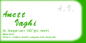 anett vaghi business card